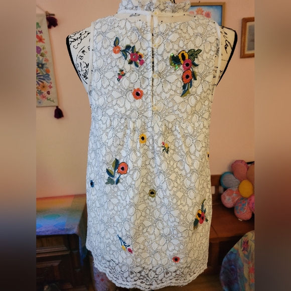 Anthropologie Maeve Macie Lace Top Floral Embroidered High Neck Tank, 12, EUC - Picture 11 of 15